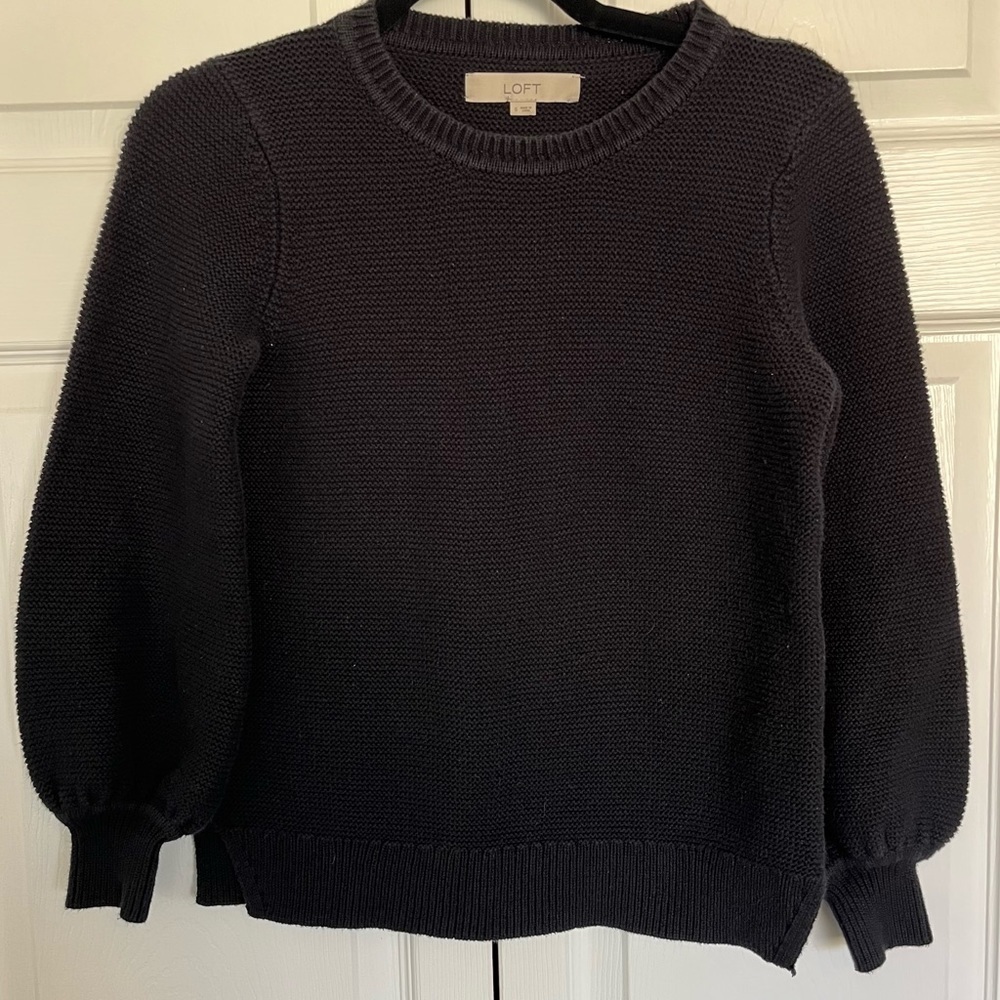 Black LOFT Puff Sleeve Sweater Size S